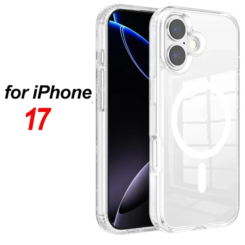 Strong Magnetic Case For iPhone 17 Pro Max/17Pro/17Air Transparent Phone Cover For iPhone 17 Suit for Magsafe Charging Shell