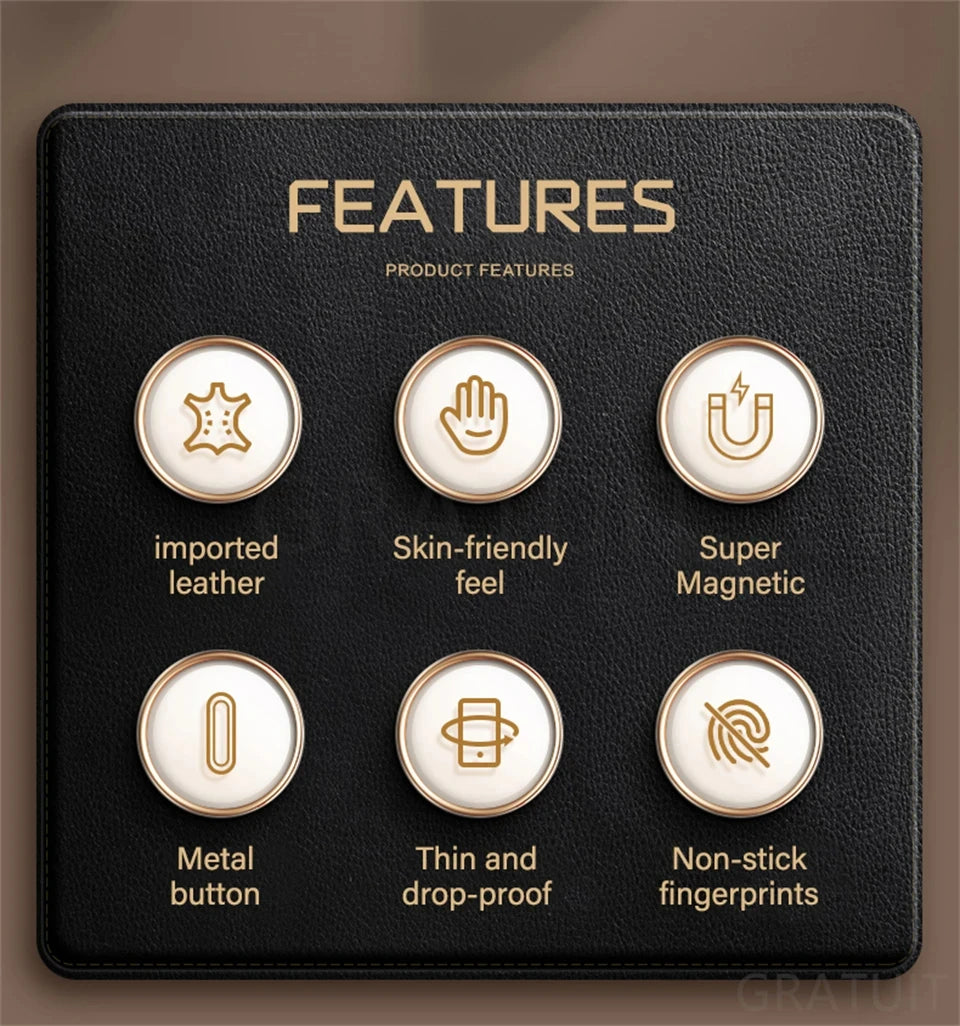 Original Leather Wireless Charging Animation Cases for iPhone 16 15 14 13 Pro Max Magsafe Phone Case Magnetic Cover Accessories