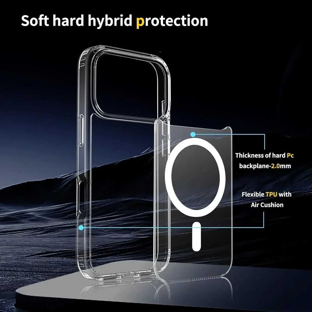 Strong Magnetic Case For iPhone 17 Pro Max/17Pro/17Air Transparent Phone Cover For iPhone 17 Suit for Magsafe Charging Shell