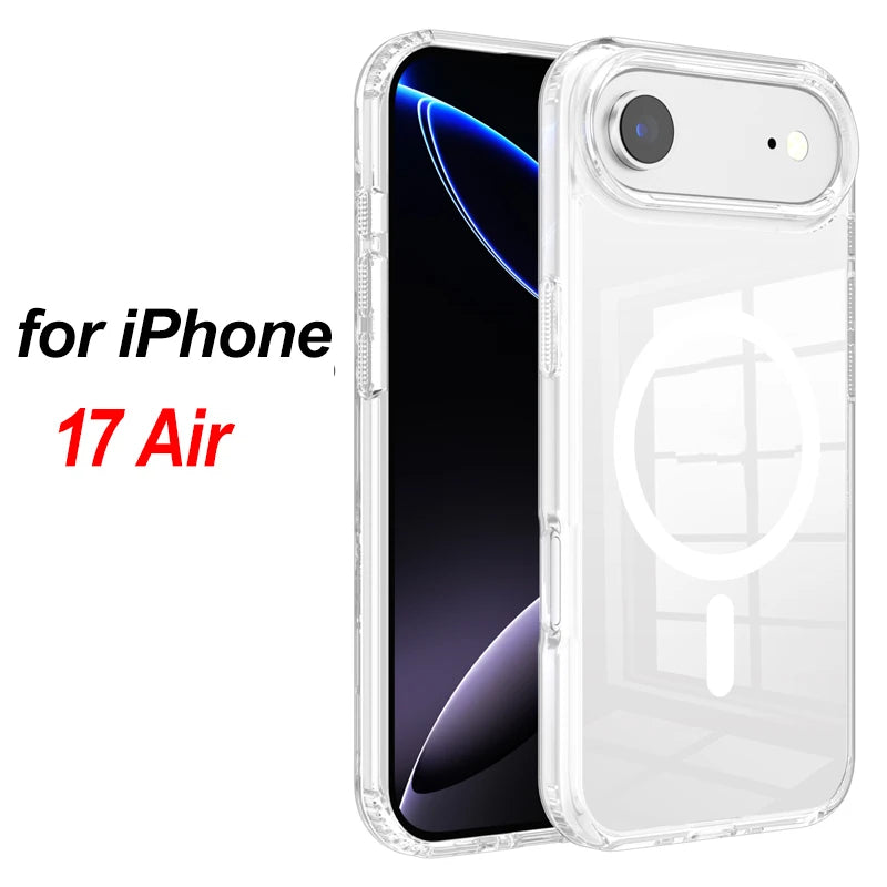 Strong Magnetic Case For iPhone 17 Pro Max/17Pro/17Air Transparent Phone Cover For iPhone 17 Suit for Magsafe Charging Shell