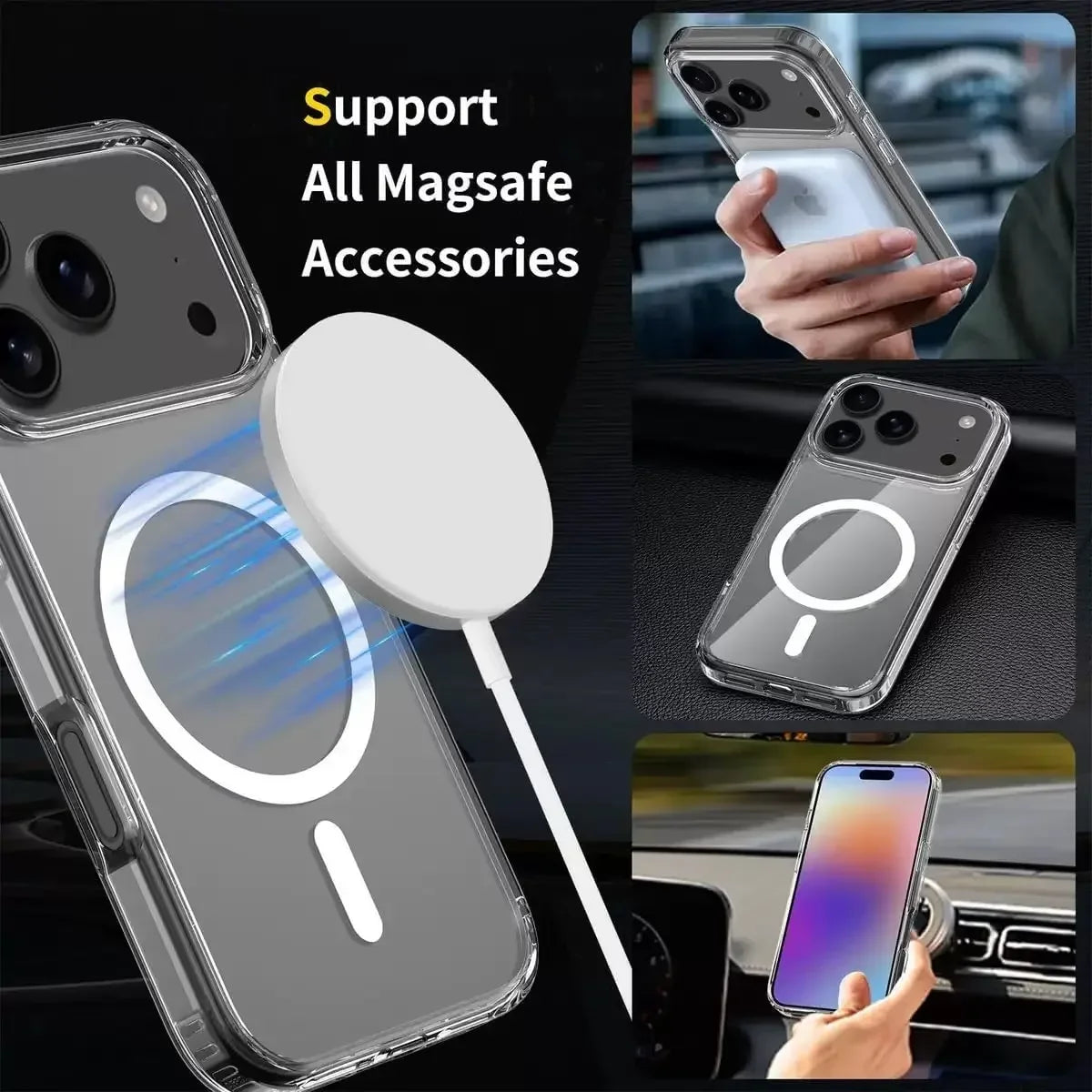 Strong Magnetic Case For iPhone 17 Pro Max/17Pro/17Air Transparent Phone Cover For iPhone 17 Suit for Magsafe Charging Shell