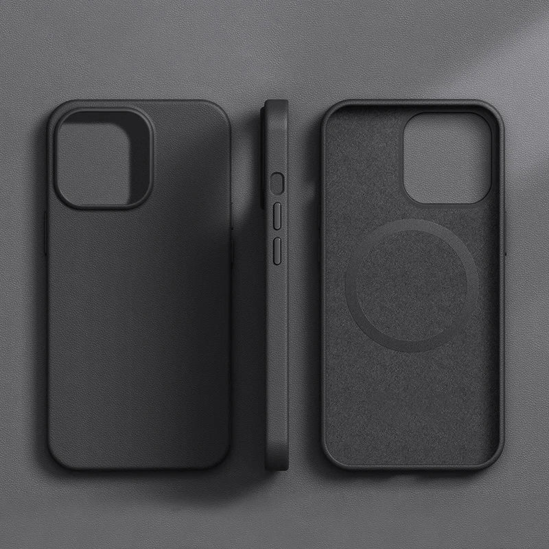 Original Leather Wireless Charging Animation Cases for iPhone 16 15 14 13 Pro Max Magsafe Phone Case Magnetic Cover Accessories