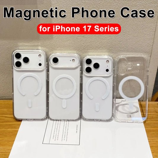Strong Magnetic Case For iPhone 17 Pro Max/17Pro/17Air Transparent Phone Cover For iPhone 17 Suit for Magsafe Charging Shell