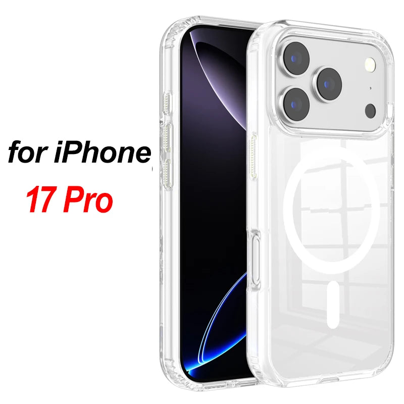 Strong Magnetic Case For iPhone 17 Pro Max/17Pro/17Air Transparent Phone Cover For iPhone 17 Suit for Magsafe Charging Shell