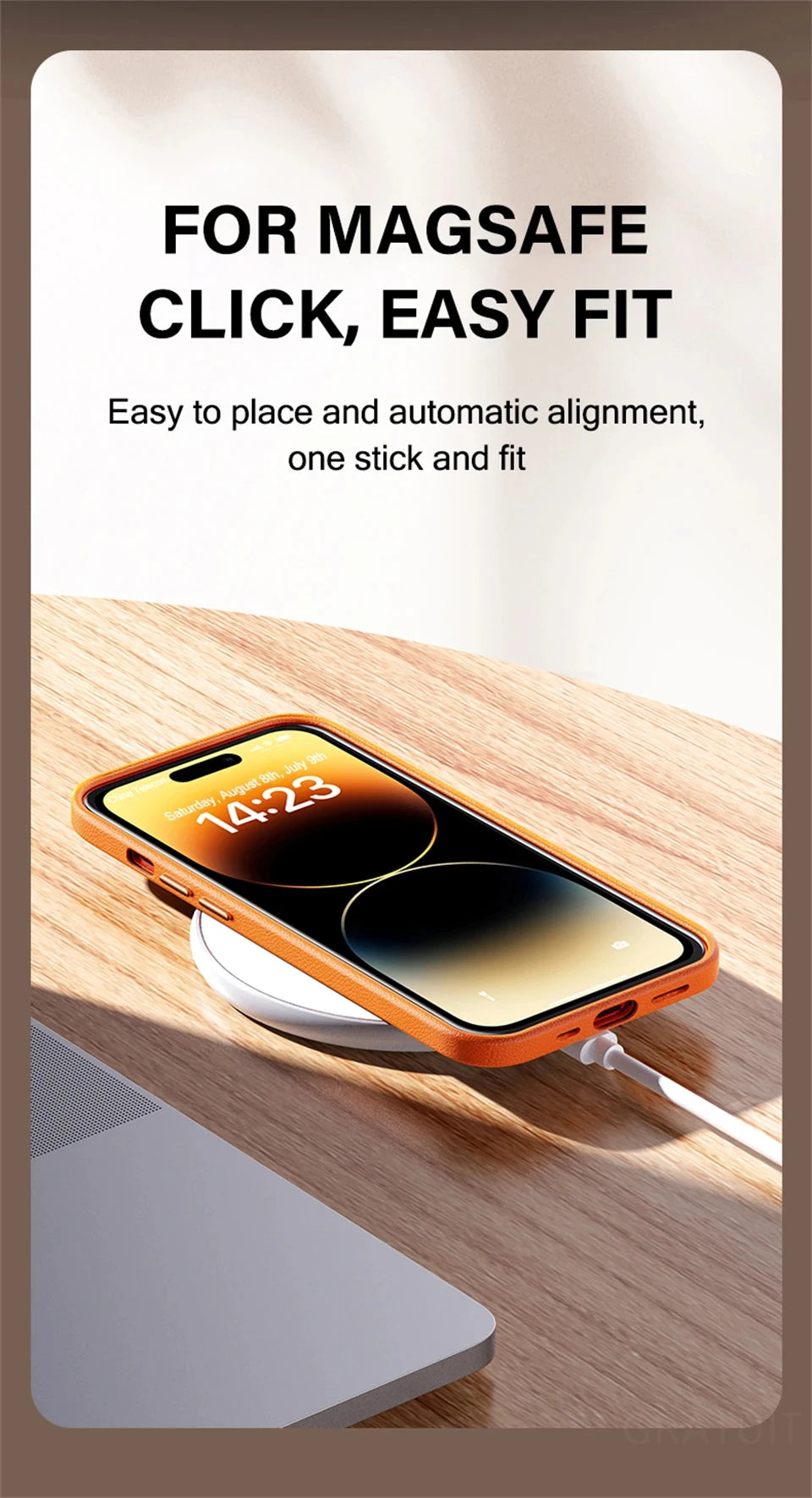 Original Leather Wireless Charging Animation Cases for iPhone 16 15 14 13 Pro Max Magsafe Phone Case Magnetic Cover Accessories