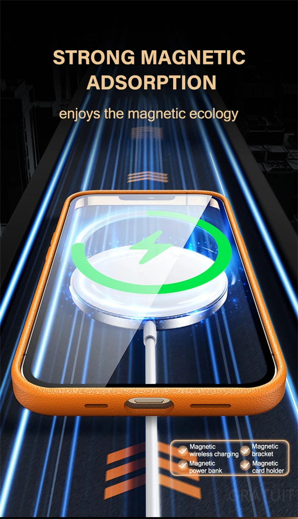 Original Leather Wireless Charging Animation Cases for iPhone 16 15 14 13 Pro Max Magsafe Phone Case Magnetic Cover Accessories