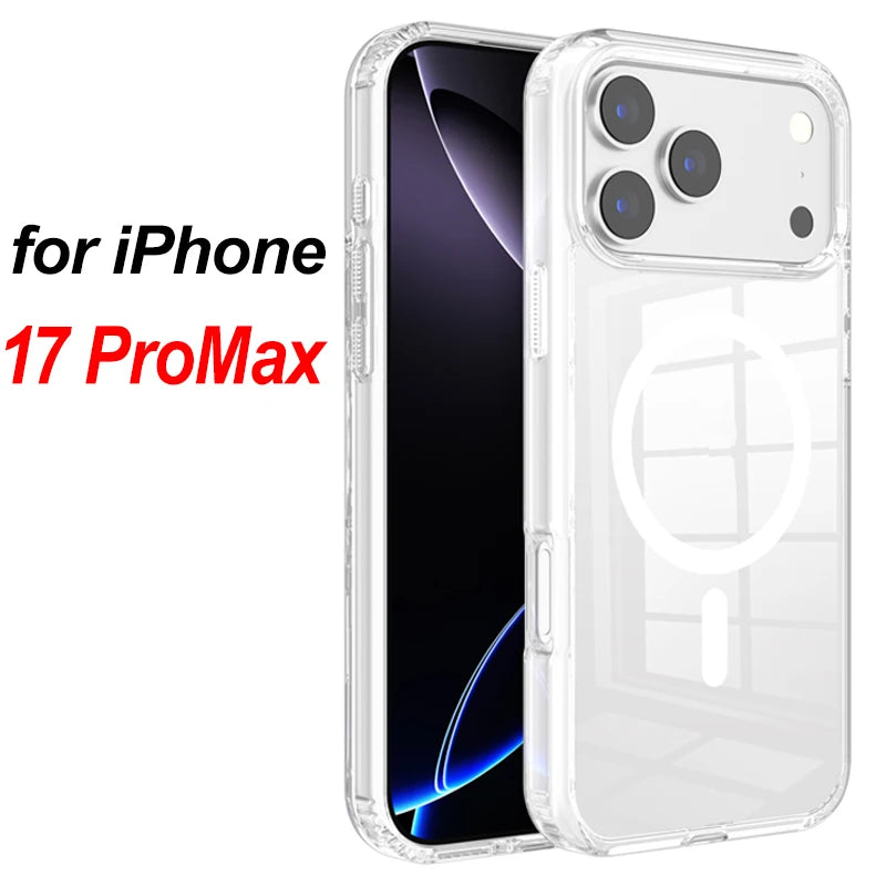 Strong Magnetic Case For iPhone 17 Pro Max/17Pro/17Air Transparent Phone Cover For iPhone 17 Suit for Magsafe Charging Shell